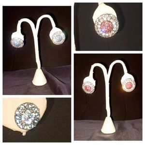2 Pairs Sterling Topaz Earrings with Diamond Jackets